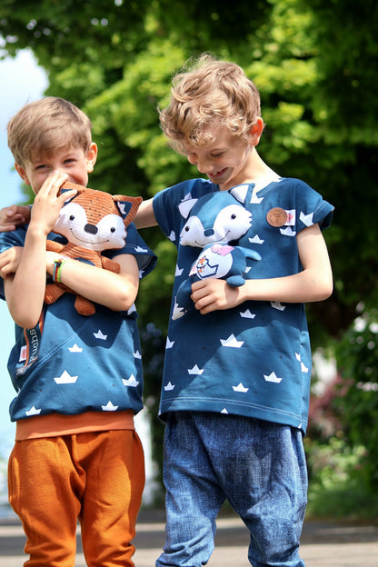 0,5m Bio-Jersey Fuchsmatrose dunkelblau Schiffchen