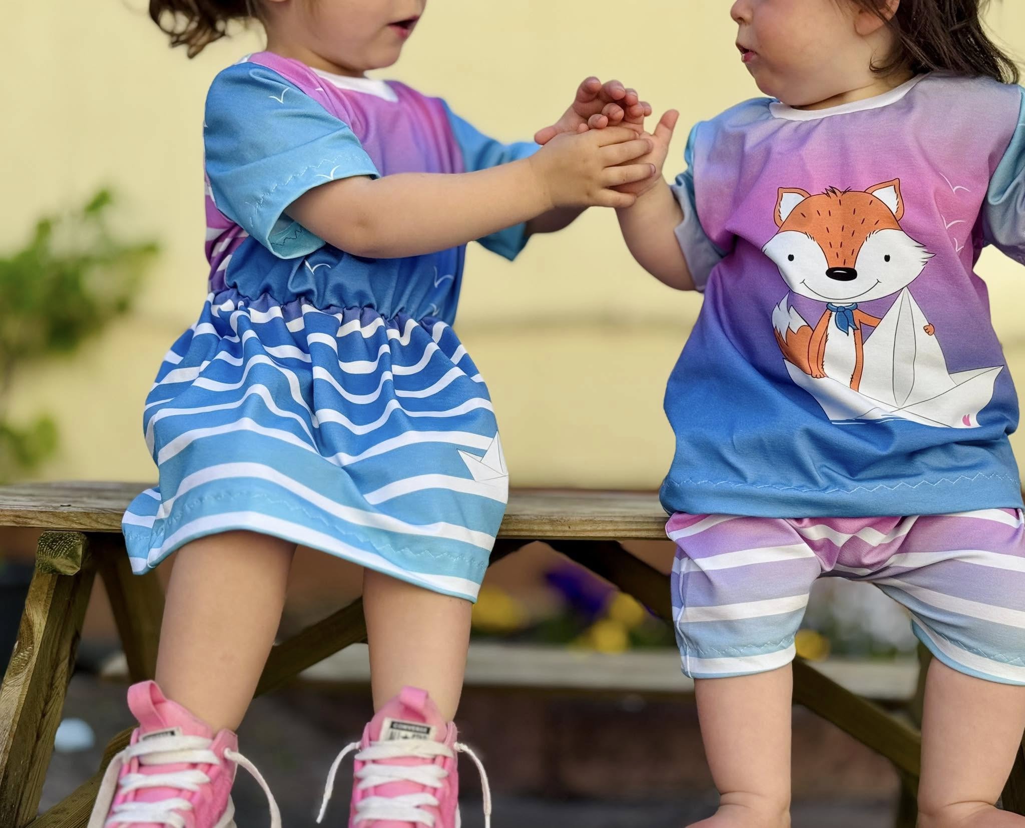 Bio-Jersey Fuchsmatrose blau-pink Streifen – Rapport ca. 58cm (+/- 5cm)