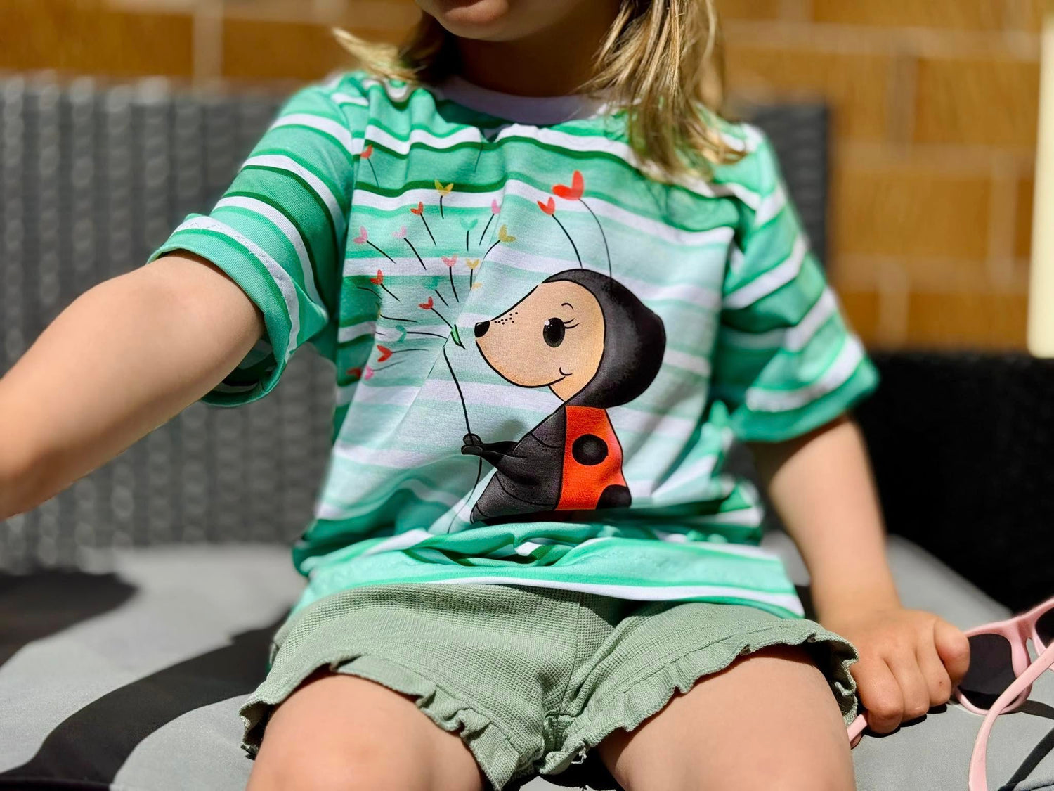 Bio-Jersey Marienkäfer grün - Rapport ca. 58cm (+/- 5cm)