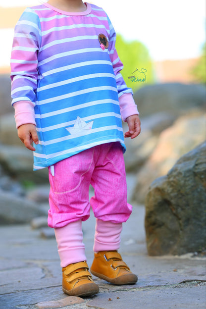 Bio-Jersey Fuchsmatrose blau-pink Streifen – Rapport ca. 58cm (+/- 5cm)