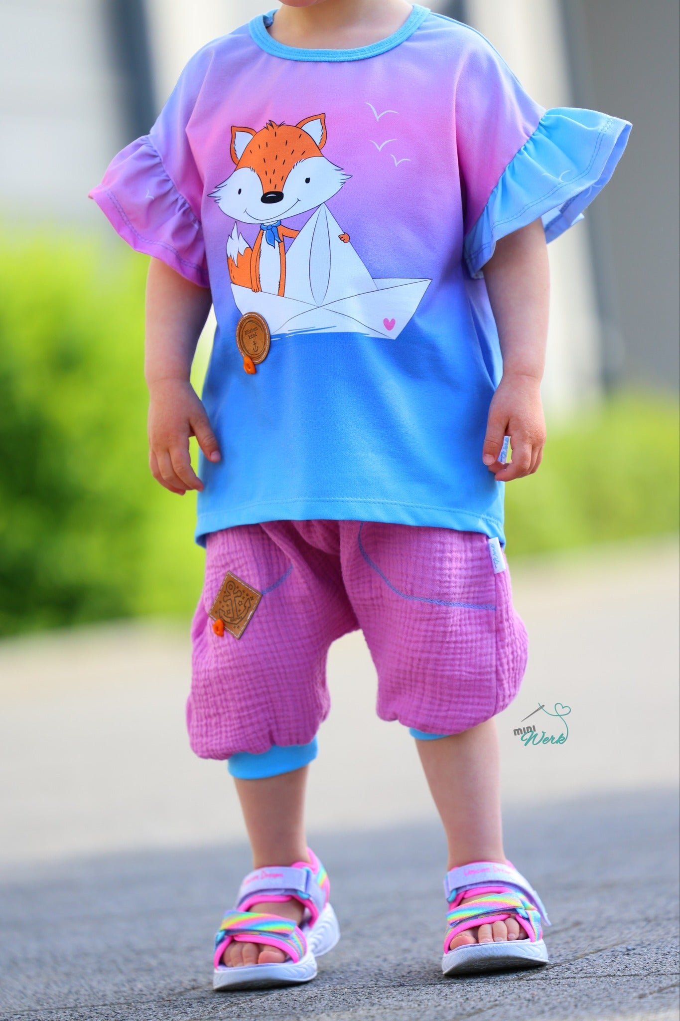 Bio-Jersey Fuchsmatrose blau-pink – Rapport ca. 58cm (+/- 5cm)