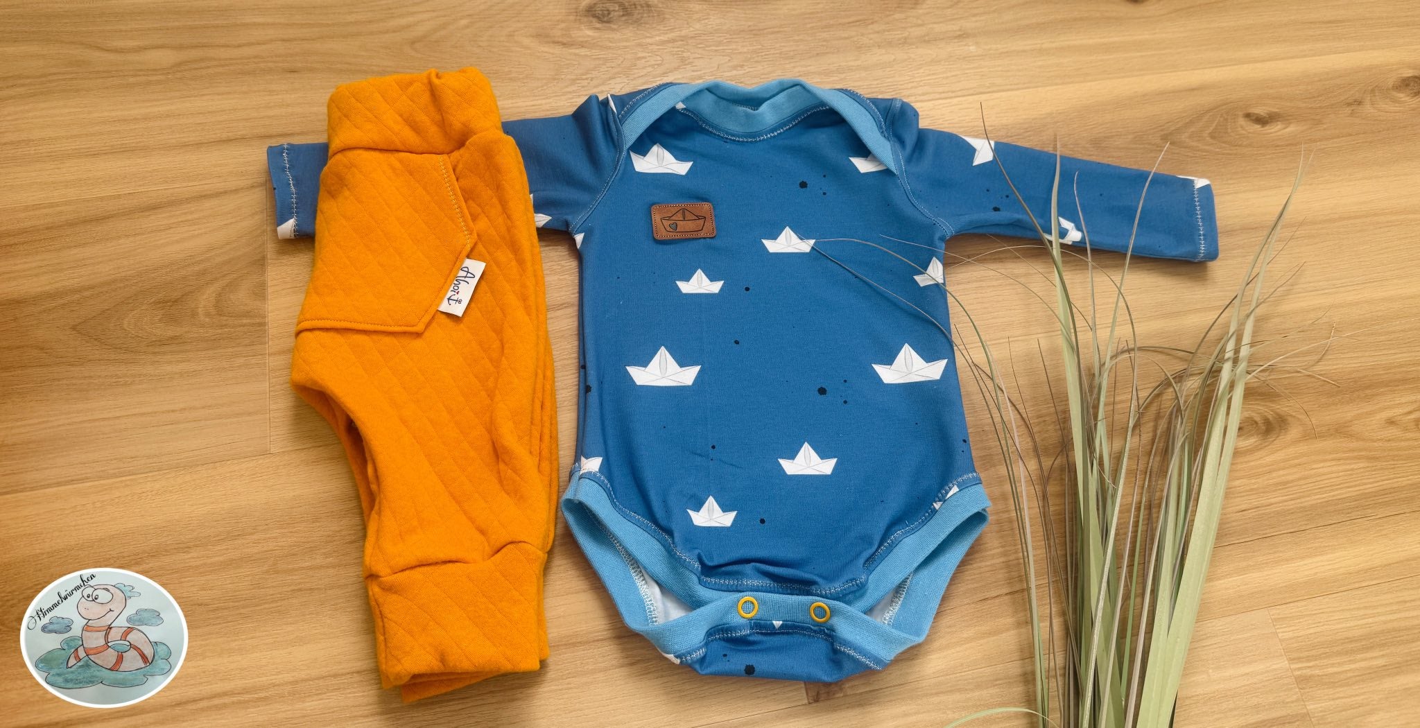0,5m Bio-Jersey Fuchsmatrose blau Schiffchen Kombi
