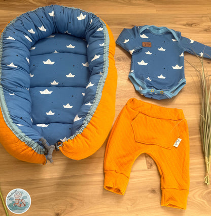 0,5m Bio-Jersey Fuchsmatrose blau Schiffchen Kombi