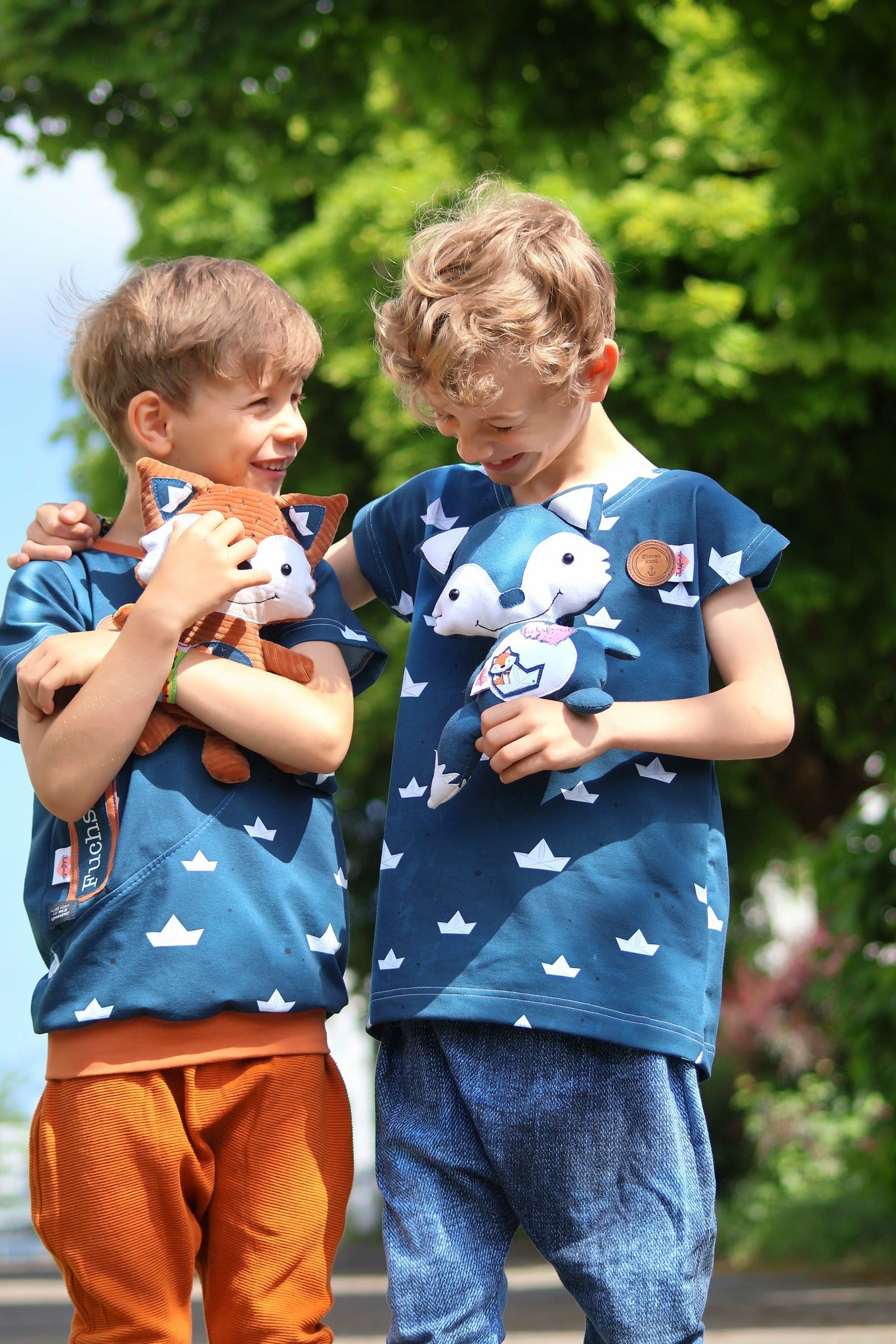 0,5m Bio-Jersey Fuchsmatrose dunkelblau Schiffchen