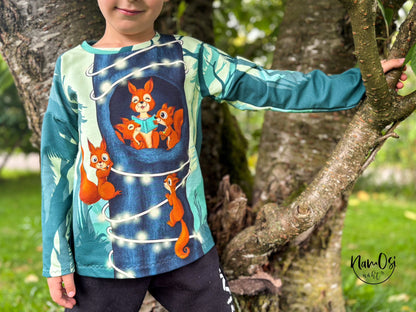 Bio-Sommersweat Eichhörnchenliebe teal 