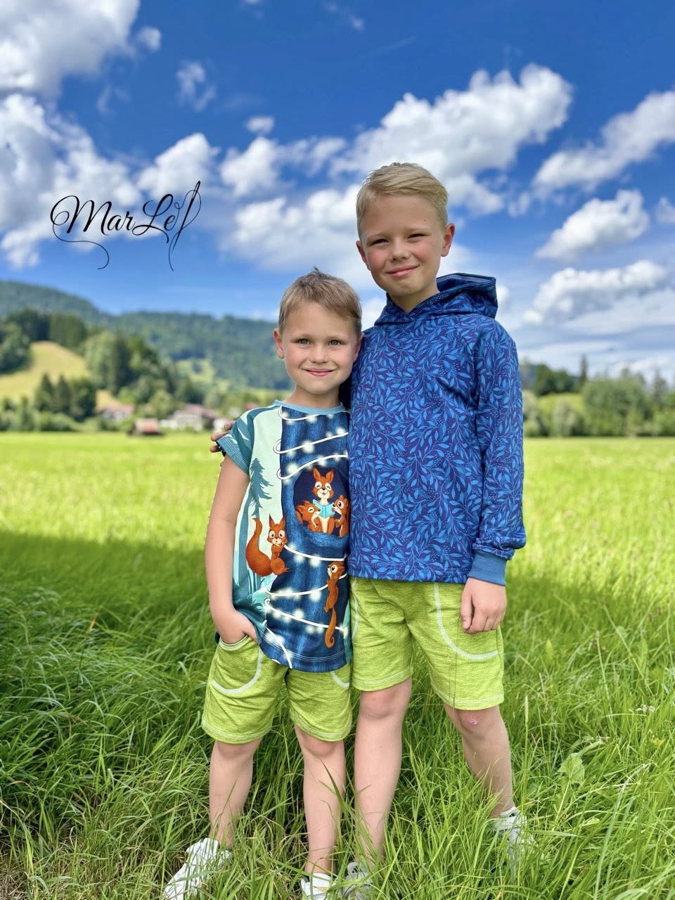 Bio-Sommersweat Eichhörnchenliebe teal 