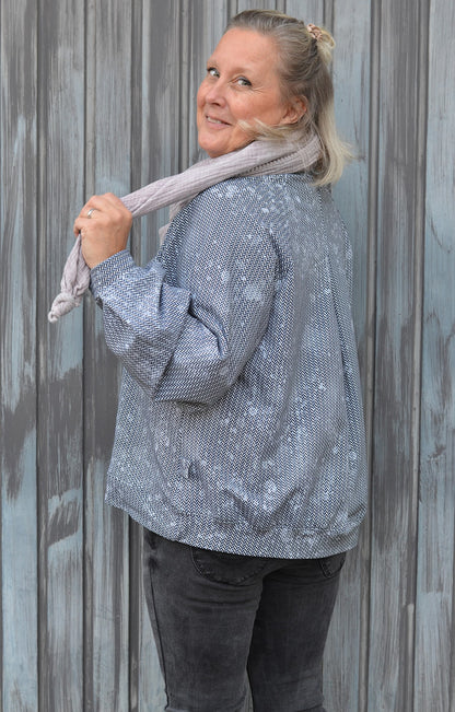 0,5m Bio-Sommersweat Fischgrät Dirty Herringbone blacknwhite