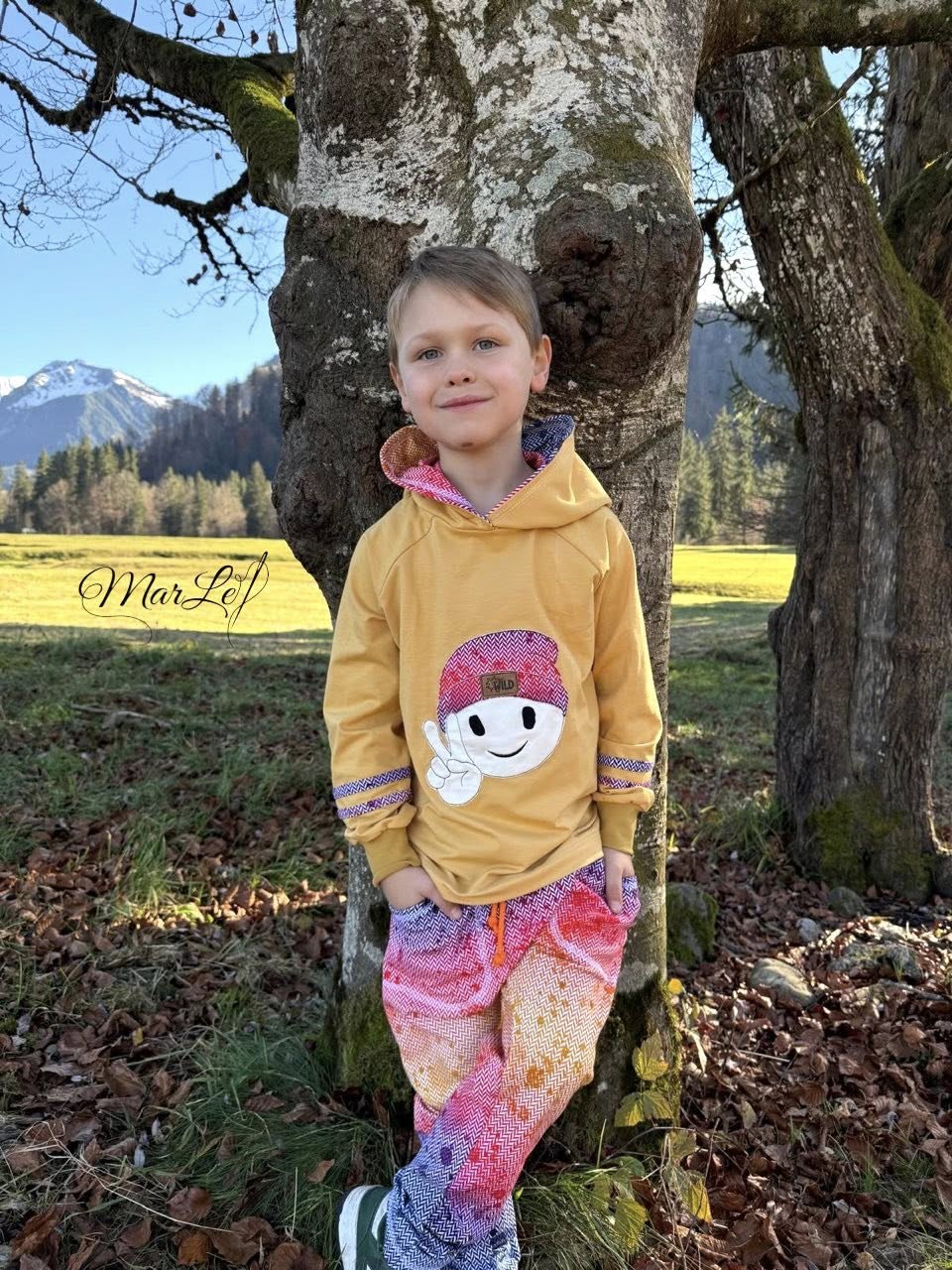 0,5m Bio-Sommersweat Fischgrät Dirty Herringbone gradient sunset 02