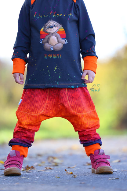 0,5m Bio-Sommersweat Fischgrät Dirty Herringbone gradient sunset 03