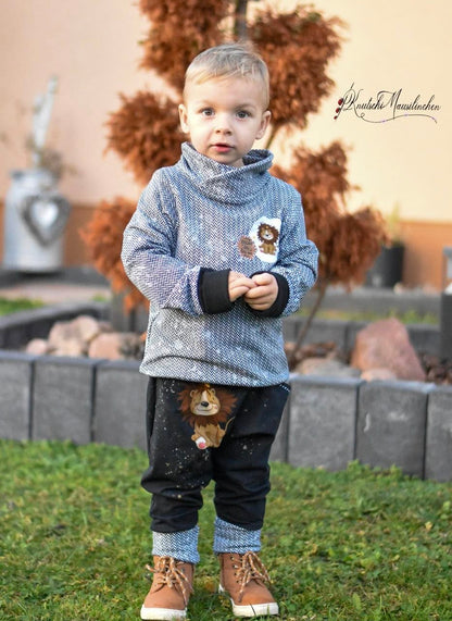 0,5m Bio-Sommersweat Fischgrät Dirty Herringbone blacknwhite