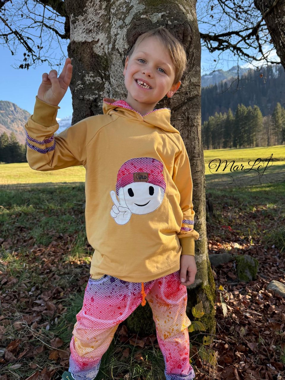 0,5m Bio-Sommersweat Fischgrät Dirty Herringbone gradient sunset 02