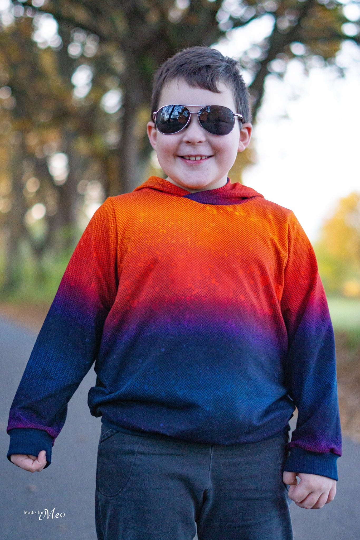 0,5m Bio-Sommersweat Fischgrät Dirty Herringbone gradient sunset 03