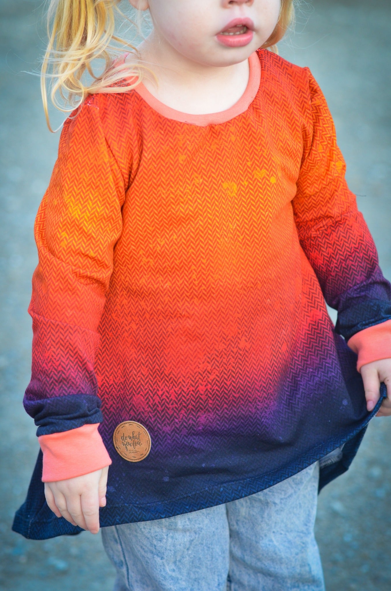 0,5m Bio-Sommersweat Fischgrät Dirty Herringbone gradient sunset 03