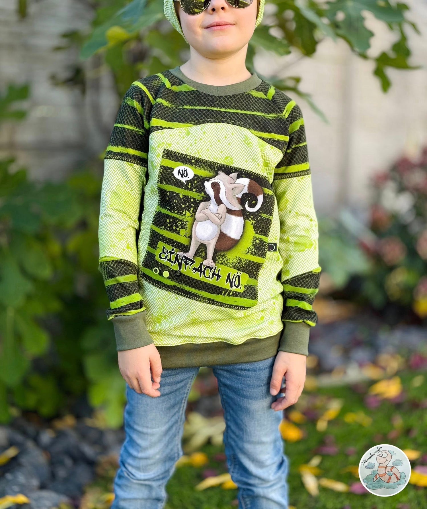 0,5m Bio-Sommersweat Fischgrät Dirty Herringbone gradient light green