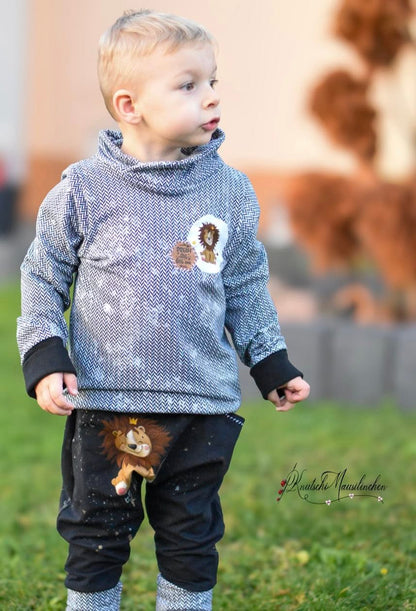 0,5m Bio-Sommersweat Fischgrät Dirty Herringbone blacknwhite