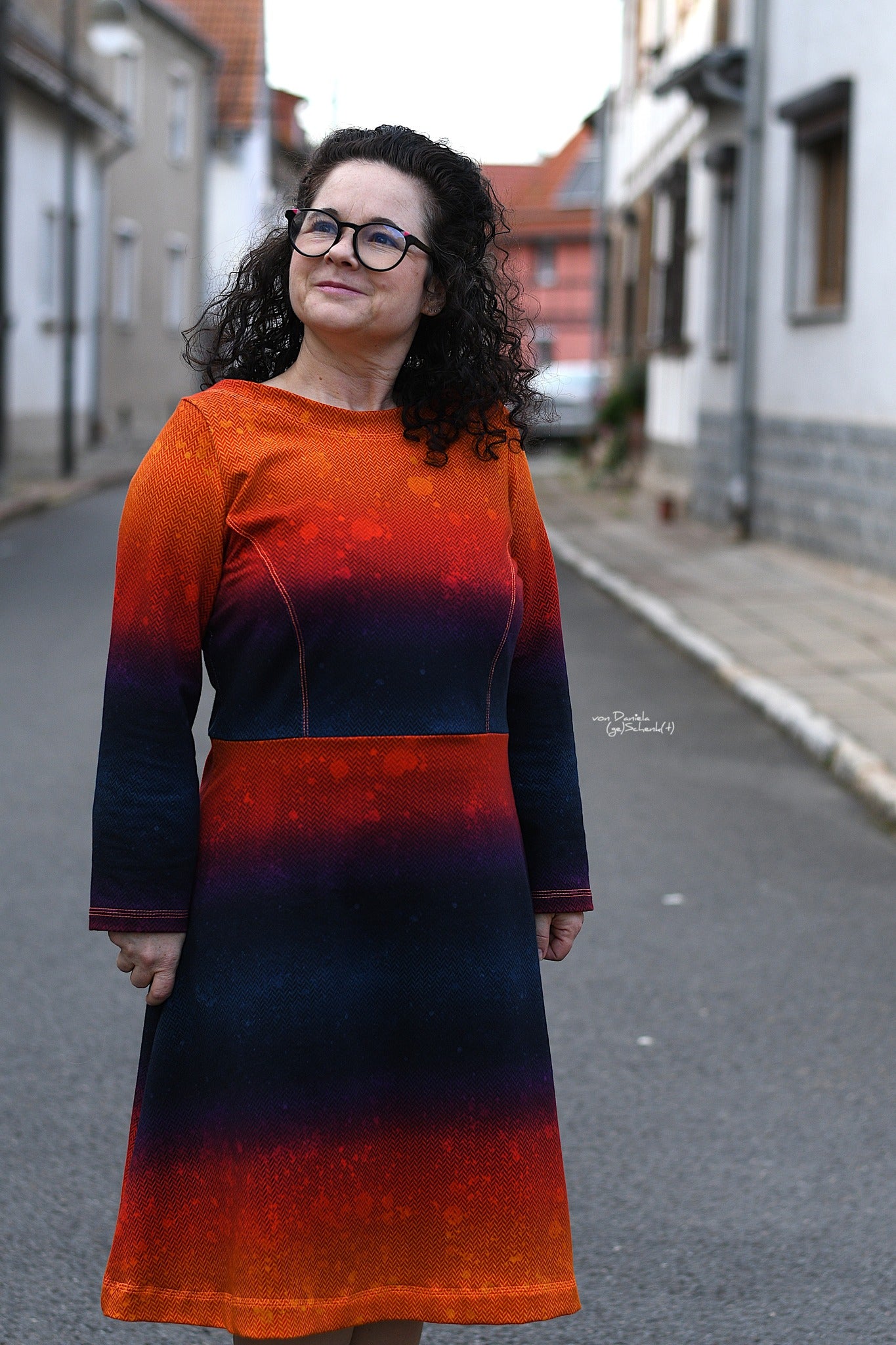 0,5m Bio-Sommersweat Fischgrät Dirty Herringbone gradient sunset 03