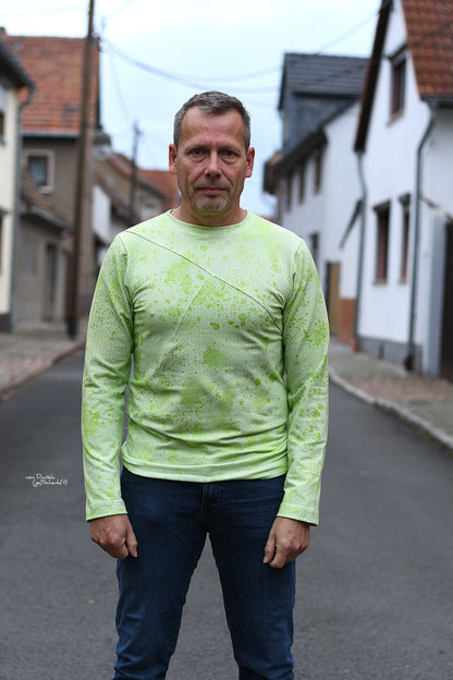 0,5m Bio-Sommersweat Fischgrät Dirty Herringbone gradient light green