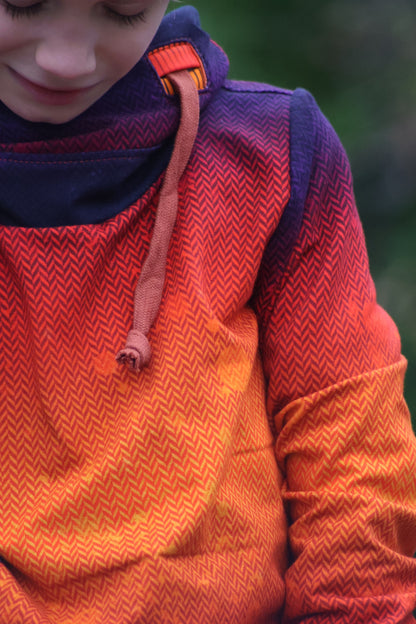 0,5m Bio-Sommersweat Fischgrät Dirty Herringbone gradient sunset 03