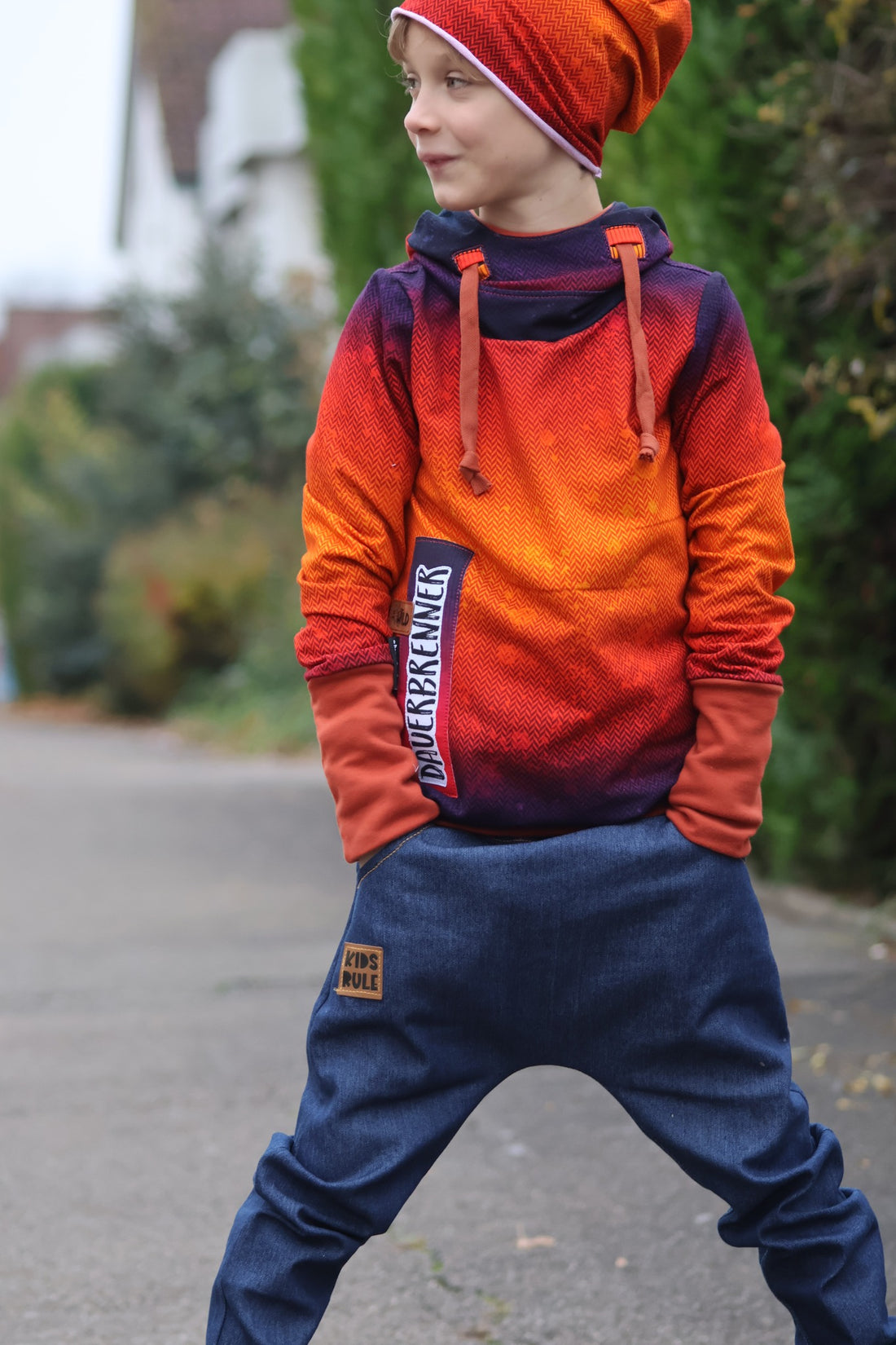 0,5m Bio-Sommersweat Fischgrät Dirty Herringbone gradient sunset 03