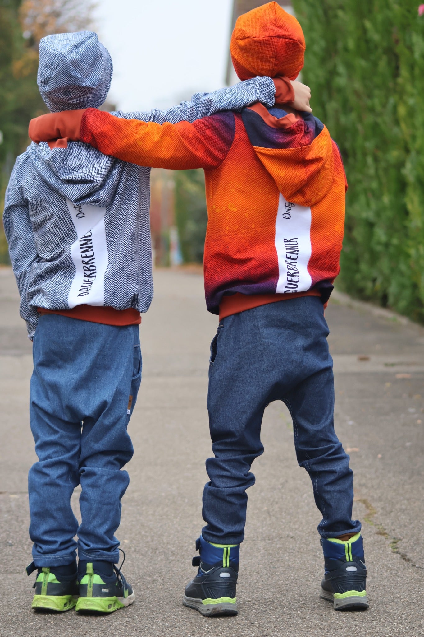 0,5m Bio-Sommersweat Fischgrät Dirty Herringbone gradient sunset 03