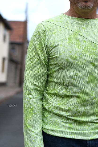 0,5m Bio-Sommersweat Fischgrät Dirty Herringbone gradient light green