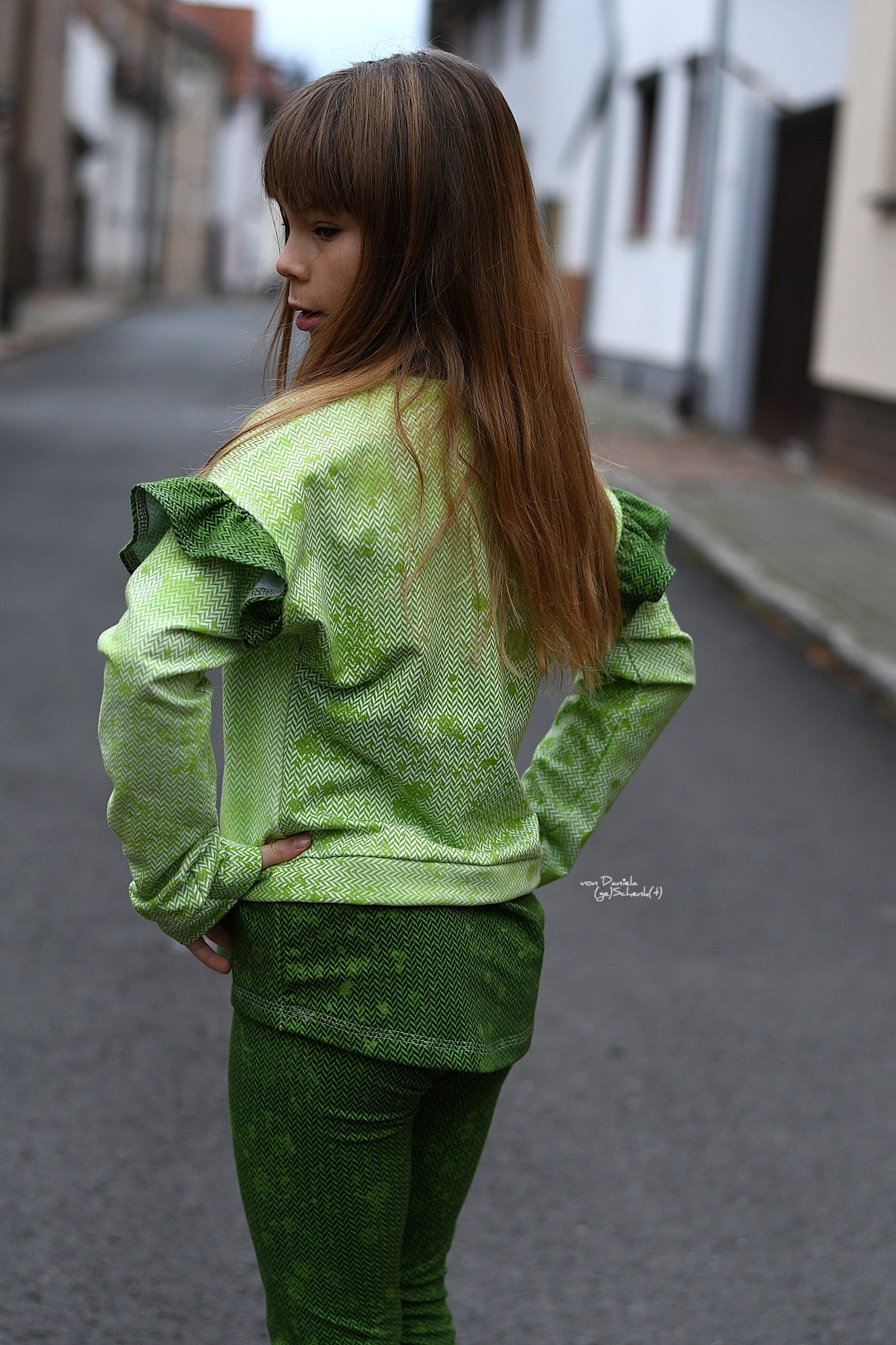 0,5m Bio-Sommersweat Fischgrät Dirty Herringbone gradient light green