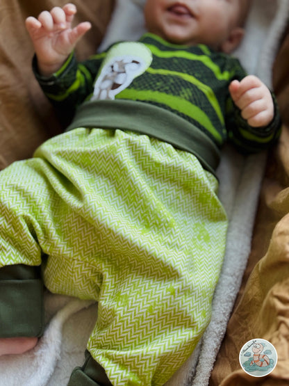 0,5m Bio-Sommersweat Fischgrät Dirty Herringbone gradient light green