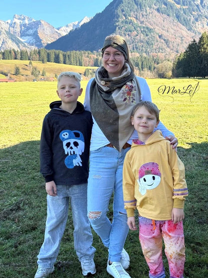 0,5m Bio-Sommersweat Fischgrät Dirty Herringbone gradient sunset 02