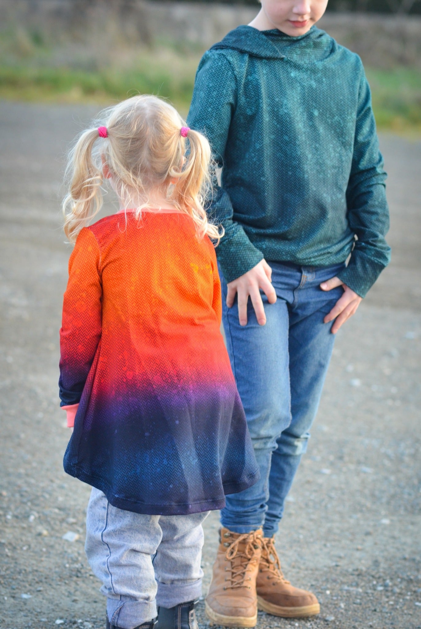 0,5m Bio-Sommersweat Fischgrät Dirty Herringbone gradient sunset 03