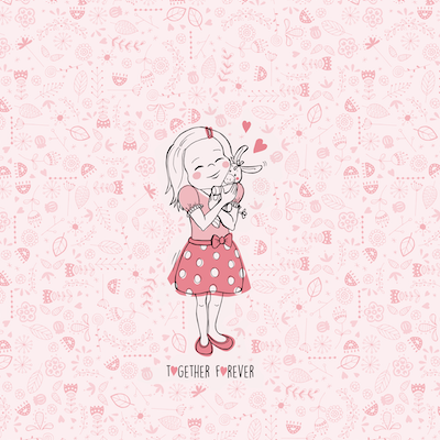 Bio-Jersey Together Forever rosa - Rapport ca. 65-70cm lang