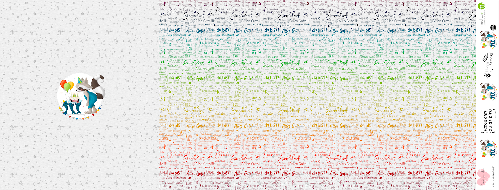 Bio-Jersey Charlie "Geburtstag" hellgrau rainbow 