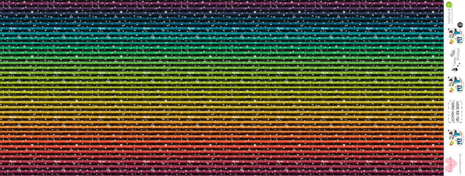 0,5m Bio-Jersey Charlie "Geburtstag" Stripes rainbow knallig 