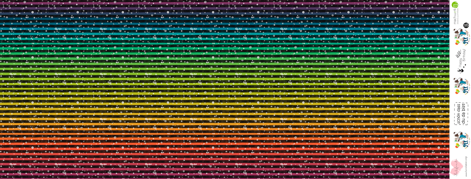 0,5m Bio-Jersey Charlie "Geburtstag" Stripes rainbow knallig 