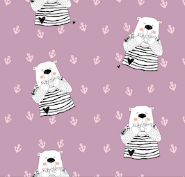 0,5m Bio-Sommersweat Zitronenbär mauve 