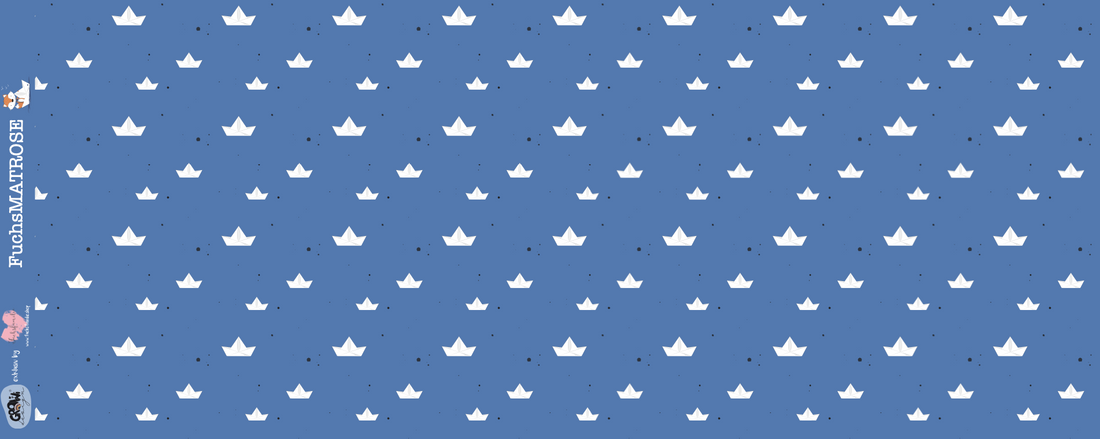 0,5m Bio-Jersey Fuchsmatrose blau Schiffchen Kombi