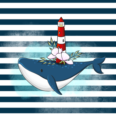 Bio-Jersey Walleuchtturm Streifen – Rapport ca. 58cm (+/- 5cm)