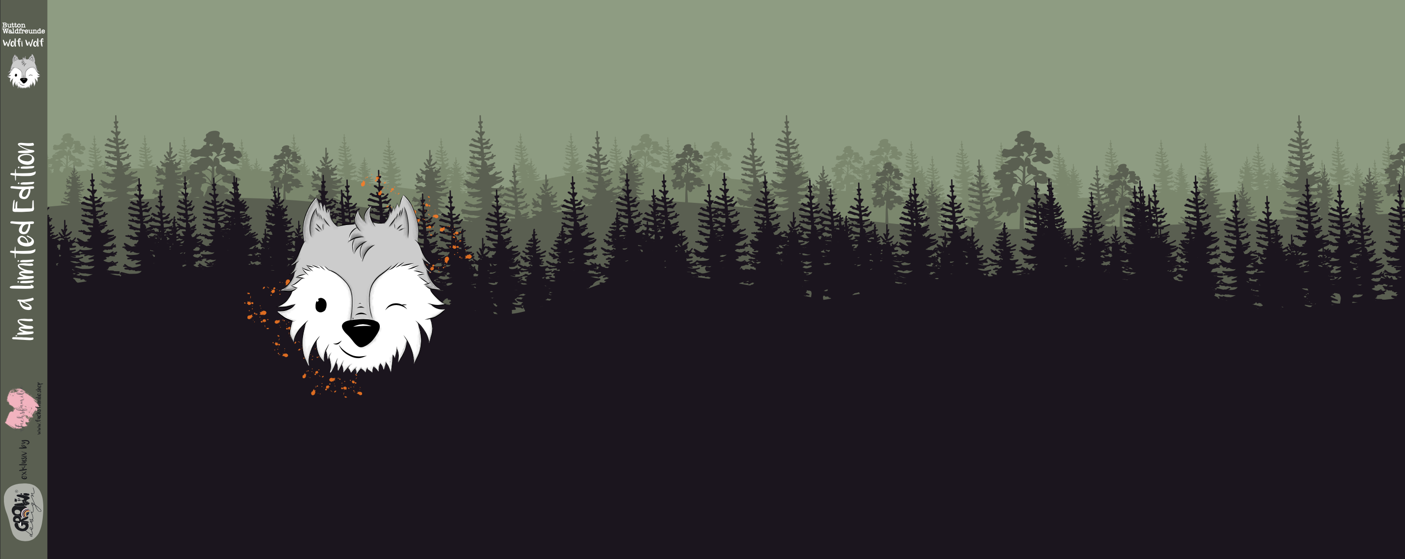 Bio-Sommersweat Limited Edition Waldfreunde Wolfi Wolf grün - Rapport ca. 60-65cm lang