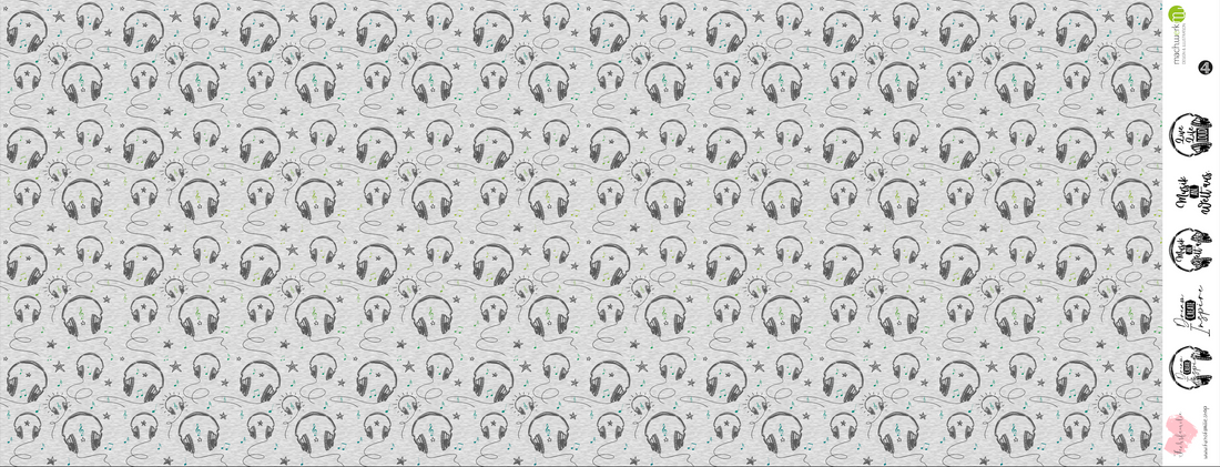 0,5m Bio-Sommersweat Music Kopfhörer-Kombi graumeliert-grün 