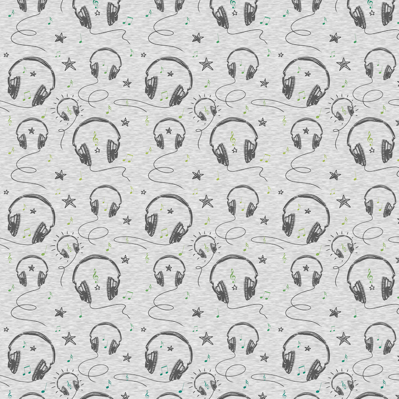 0,5m Bio-Sommersweat Music Kopfhörer-Kombi graumeliert-grün