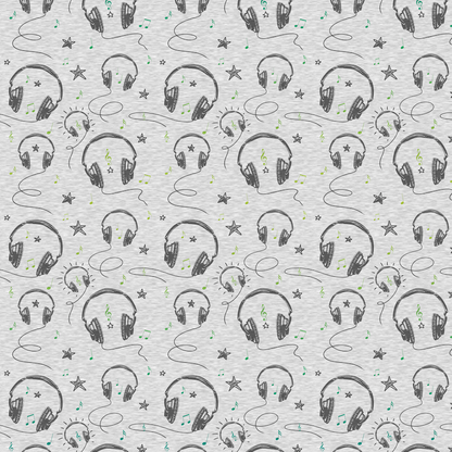 0,5m Bio-Sommersweat Music Kopfhörer-Kombi graumeliert-grün 