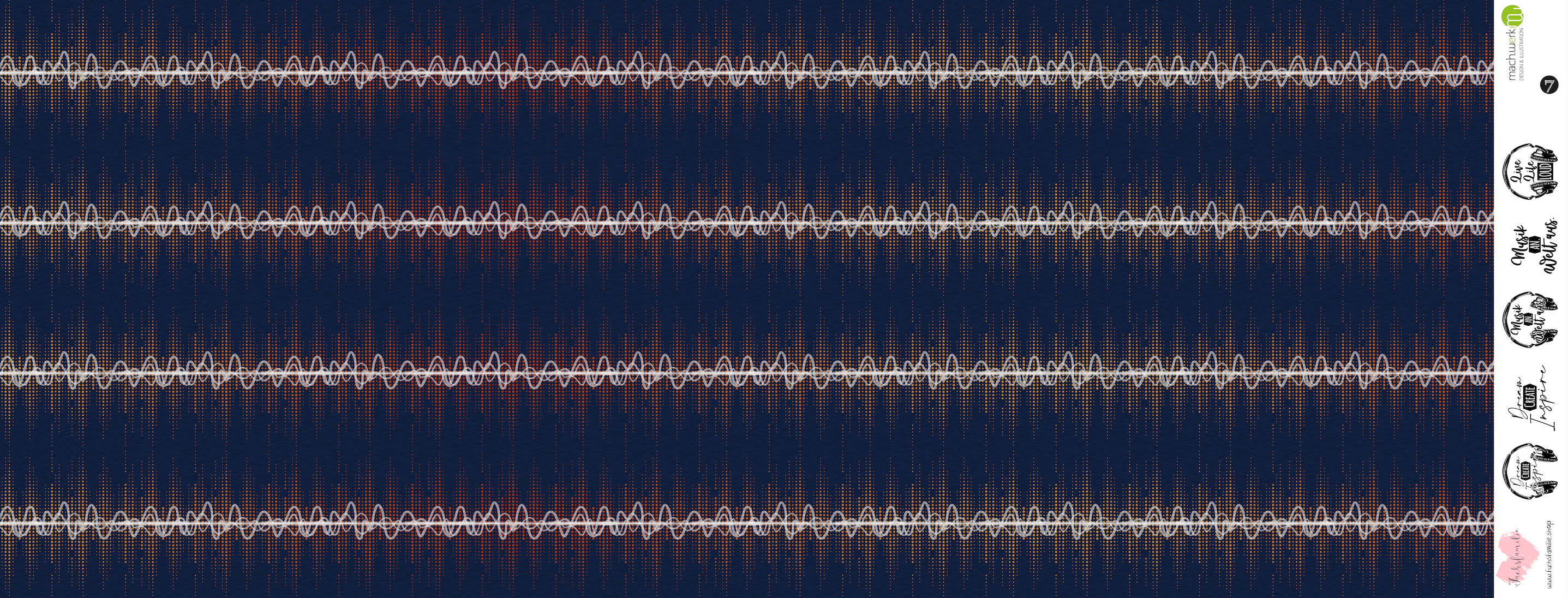 0,5m Bio-Sommersweat Music Soundwave-Kombi lightdenim-orange 