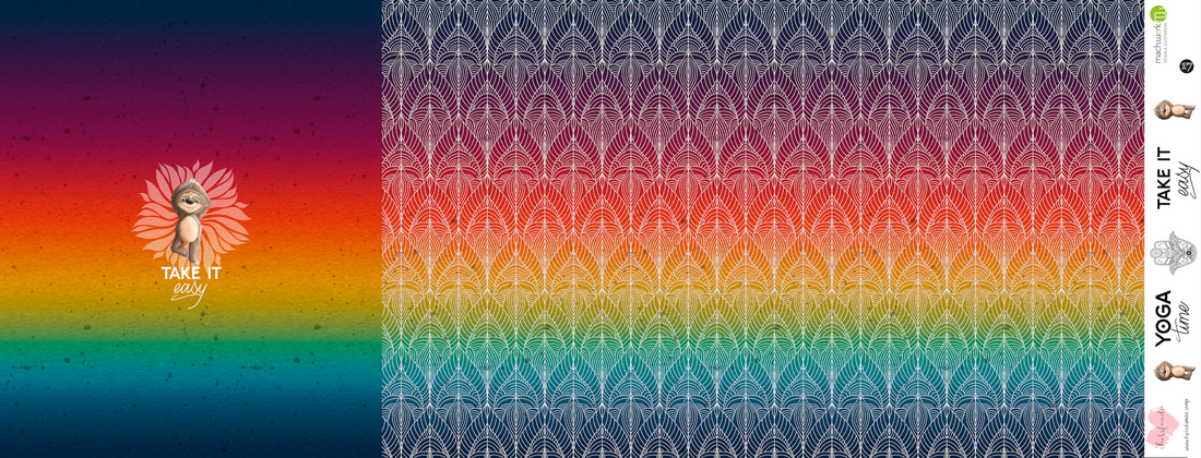 Bio-Jersey Hugo das Faultier &quot;Take it easy&quot; rainbow 