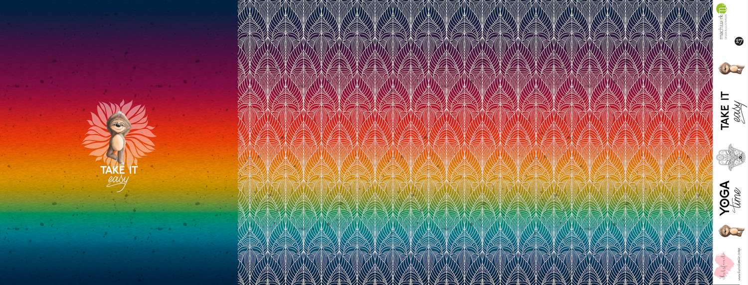 Bio-Jersey Hugo das Faultier &quot;Take it easy&quot; rainbow 