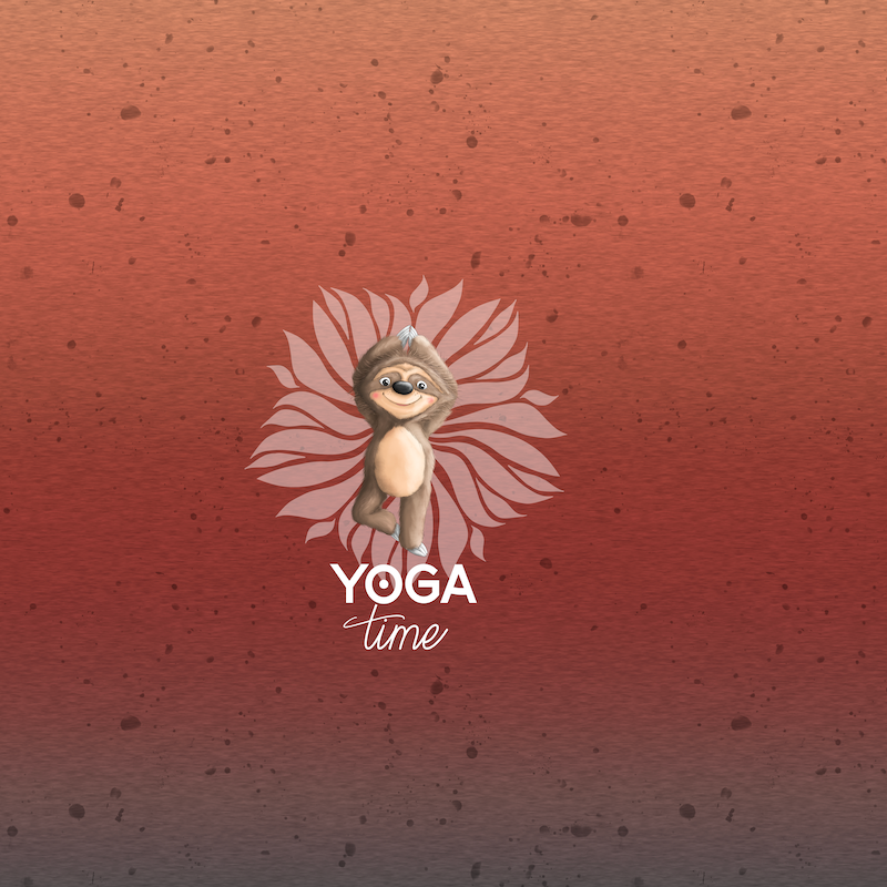 Bio-Sommersweat Hugo das Faultier &quot;Yoga Time&quot; rost-blau 