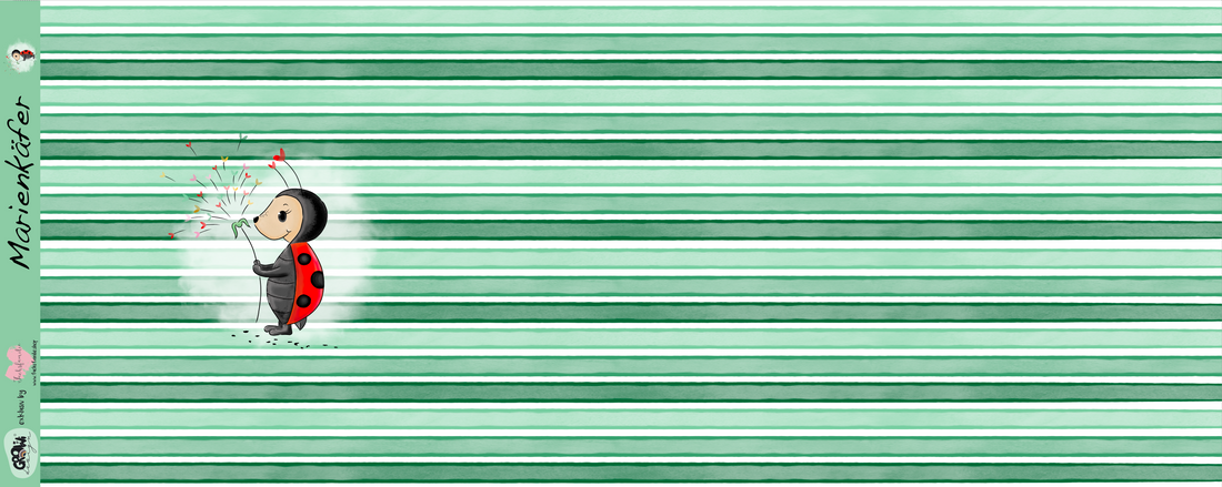 Bio-Jersey Marienkäfer grün - Rapport ca. 58cm (+/- 5cm)