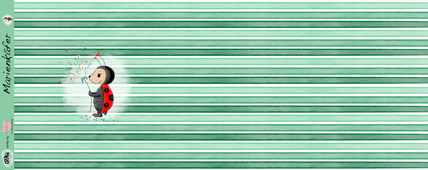 Bio-Jersey Marienkäfer grün - Rapport ca. 58cm (+/- 5cm)