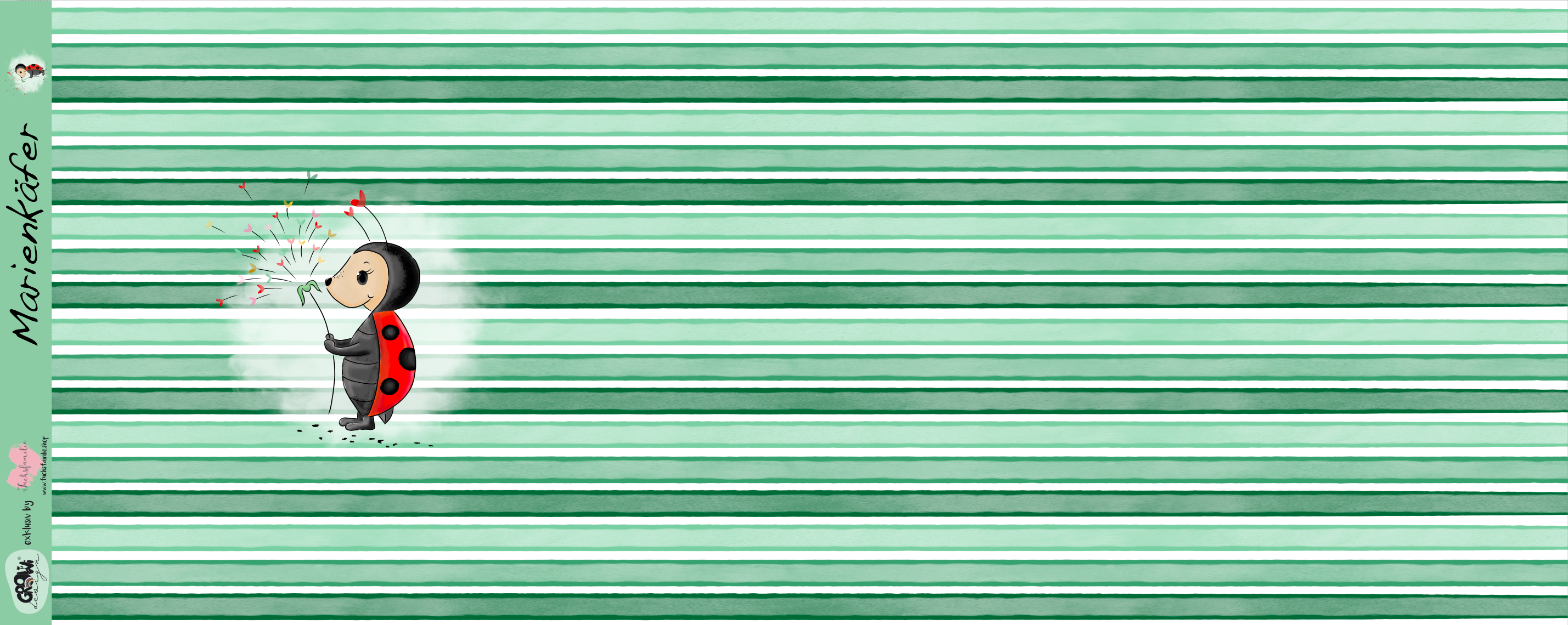 Bio-Jersey Marienkäfer grün - Rapport ca. 58cm (+/- 5cm)