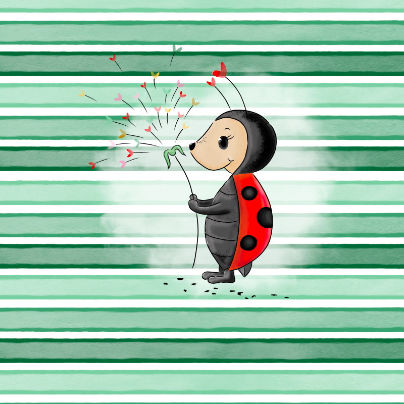 Bio-Jersey Marienkäfer grün - Rapport ca. 58cm (+/- 5cm)