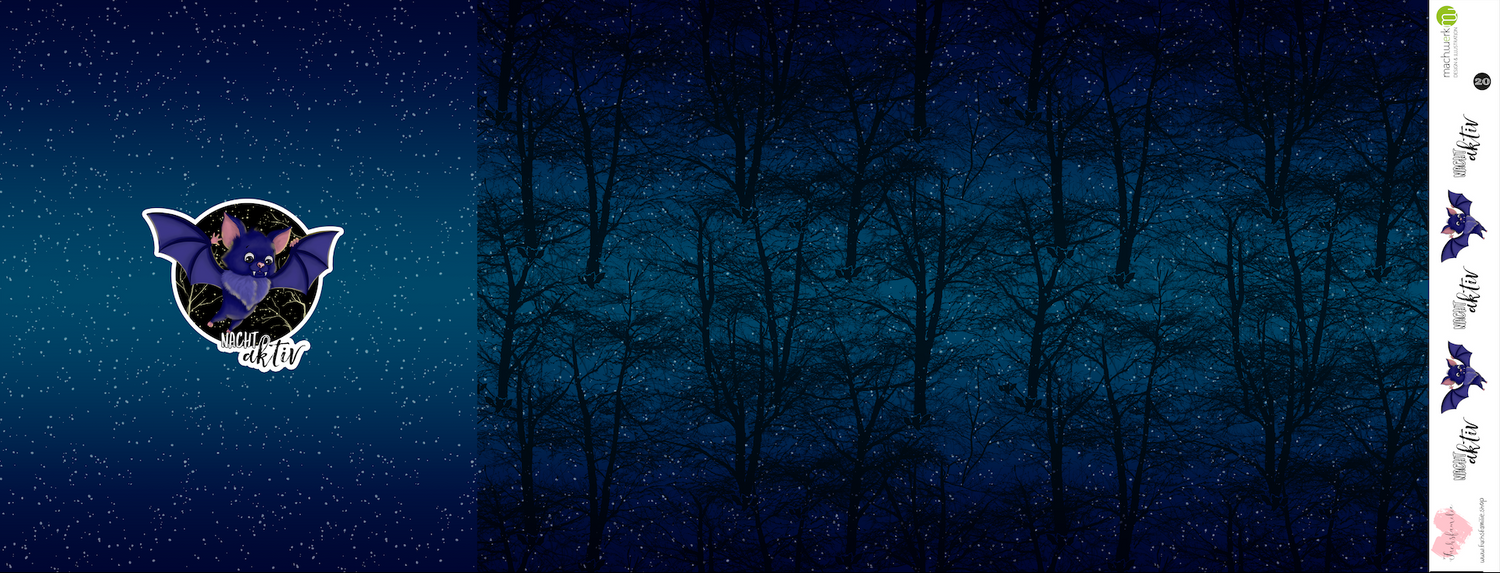 Bio-Jersey Fledermaus nachtaktiv Verlauf dunkelblau 