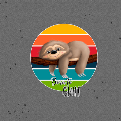 Bio-Sommersweat Hugo das Faultier "Born to Chill" mittelgrau